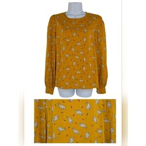 Anthropologie Size 6 Yellow Llama Print Blouse 3544-AP